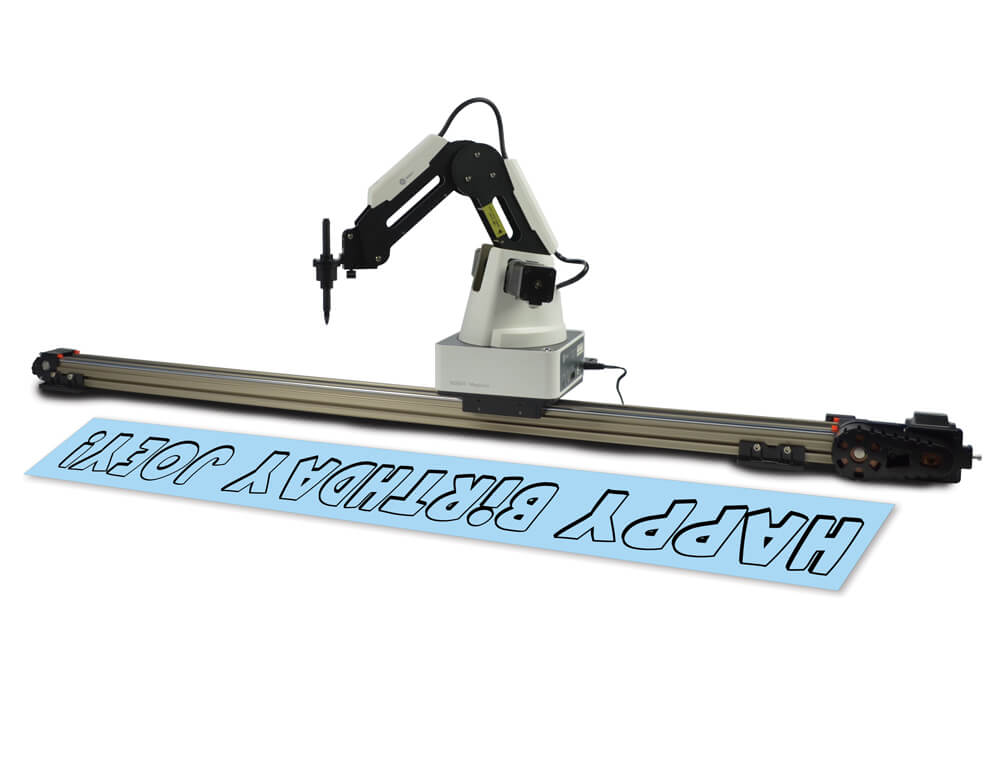 Dobot robot operating on the sliding rail system